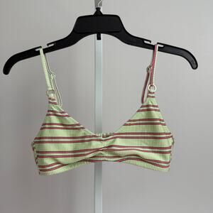 Women's Aerie Striped Bikini Top‎ Size M Green